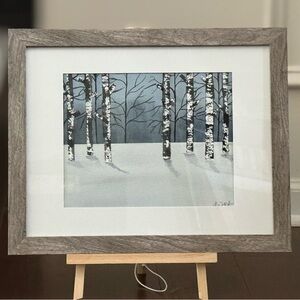 Framed Winter Birch Tree Artwork